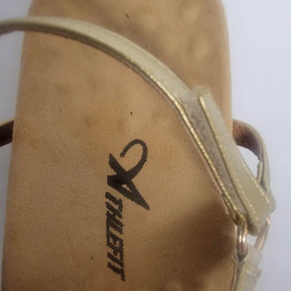 Athlefit Women's Comfortable Orthopedic Sandals Thong Dressy T-Strap SIZE 9 GOLD - Picture 4 of 15